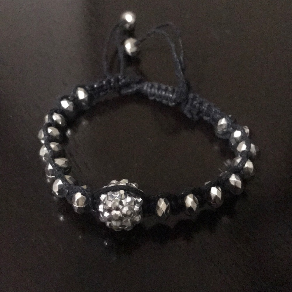 Silver & black stretch bracelet